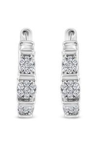 1/2 Cttw Lab Grown Round Diamond Floral Cluster Hoop Earrings